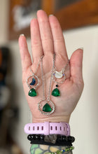 Load image into Gallery viewer, Moon of Verdant Tides - Emerald & Sterling Silver Moon Necklace