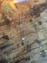 Load image into Gallery viewer, Familiar of the Emerald Moon - Emerald & Sterling Silver Cat Necklace