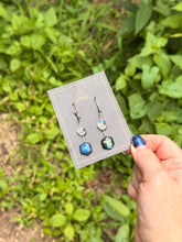 Load image into Gallery viewer, The Magician’s Drops — Labradorite, Rainbow Glass & Hematite Earrings