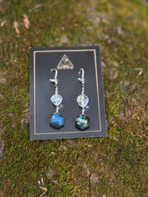 Load image into Gallery viewer, The Magician’s Drops — Labradorite, Rainbow Glass & Hematite Earrings