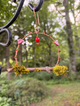 Load image into Gallery viewer, The Ruby Perch Hummingbird Swing | Handmade Copper Wire Garden Decor

