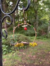 Load image into Gallery viewer, The Scarlet Bloom Hummingbird Swing | Handmade Copper Wire Garden Decor
