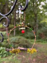 Load image into Gallery viewer, The Scarlet Bloom Hummingbird Swing | Handmade Copper Wire Garden Decor
