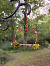 Load image into Gallery viewer, The Ruby Perch Hummingbird Swing | Handmade Copper Wire Garden Decor
