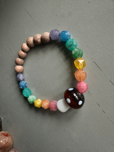 Rainbow Crystal Mushroom Bracelet