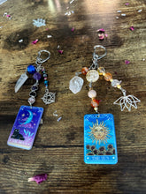 Load image into Gallery viewer, The Sun Tarot Crystal Keychain - Carnelian, Sunstone, Citrine &amp; Yellow Jade
