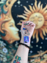 Load image into Gallery viewer, The Moon Tarot Crystal Keychain — Amethyst, Obsidian, Hematite &amp; Purple Selenite
