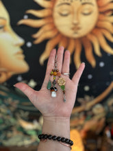 Load image into Gallery viewer, Forest Guardian Crystal Keychain - Aventurine, Fluorite, Amazonite &amp; Pinecone Charm
