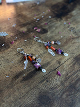 Load image into Gallery viewer, Shadow Flame Skull Talisman - Protection Crystal Keychain with Quartz, Carnelian, Amethyst &amp; Obsidian
