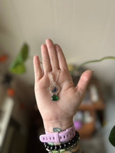 Load image into Gallery viewer, Moon of Verdant Tides - Emerald &amp; Sterling Silver Moon Necklace
