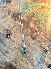 Load image into Gallery viewer, Moon of Verdant Tides - Emerald &amp; Sterling Silver Moon Necklace
