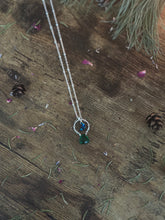 Load image into Gallery viewer, Moon of Verdant Tides - Emerald &amp; Sterling Silver Moon Necklace
