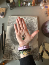 Load image into Gallery viewer, Moon of Verdant Tides - Emerald &amp; Sterling Silver Moon Necklace
