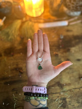 Load image into Gallery viewer, Familiar of the Emerald Moon - Emerald &amp; Sterling Silver Cat Necklace
