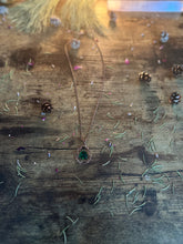 Load image into Gallery viewer, Serpent of the Green Flame - Emerald &amp; Copper Amulet Necklace
