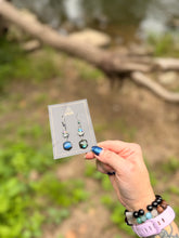 Load image into Gallery viewer, The Magician’s Drops — Labradorite, Rainbow Glass &amp; Hematite Earrings
