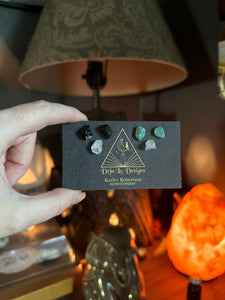 Crystal Stud Earrings/Black Tourmaline/Amazonite/Rose Quartz